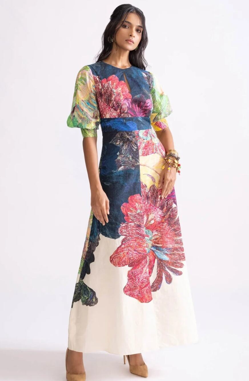 Saaksha & Kinni Daisy Cotton Dress in Multicolored Floral Size S